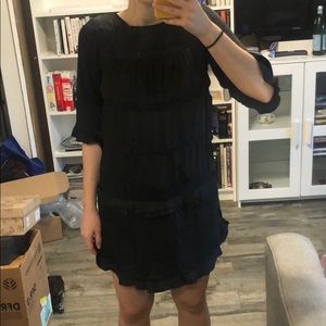 Black Who What Wear Small Short Ruffle Dress